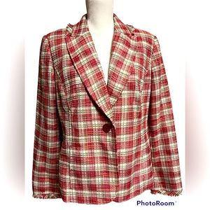 Koret vintage pink & sag plaid boxy blazer size 14 new with tags